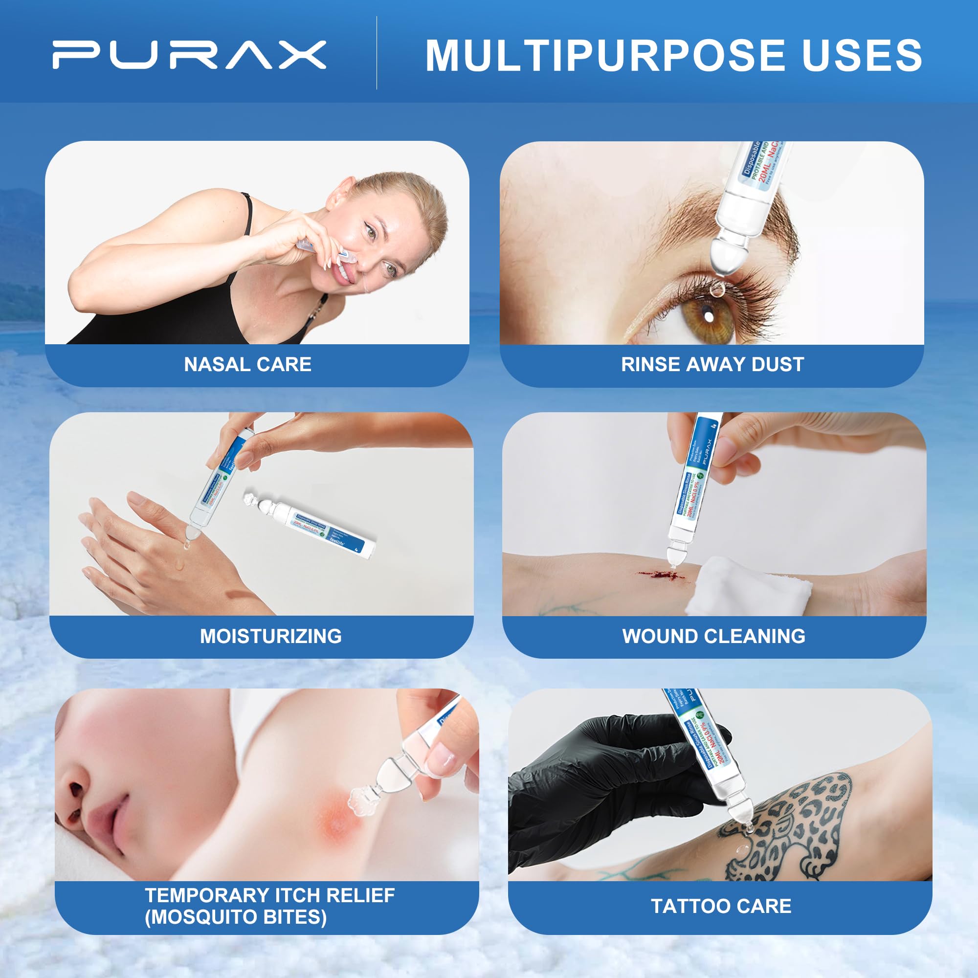 PURAX saline wound-care cleaning for gentle cleansing