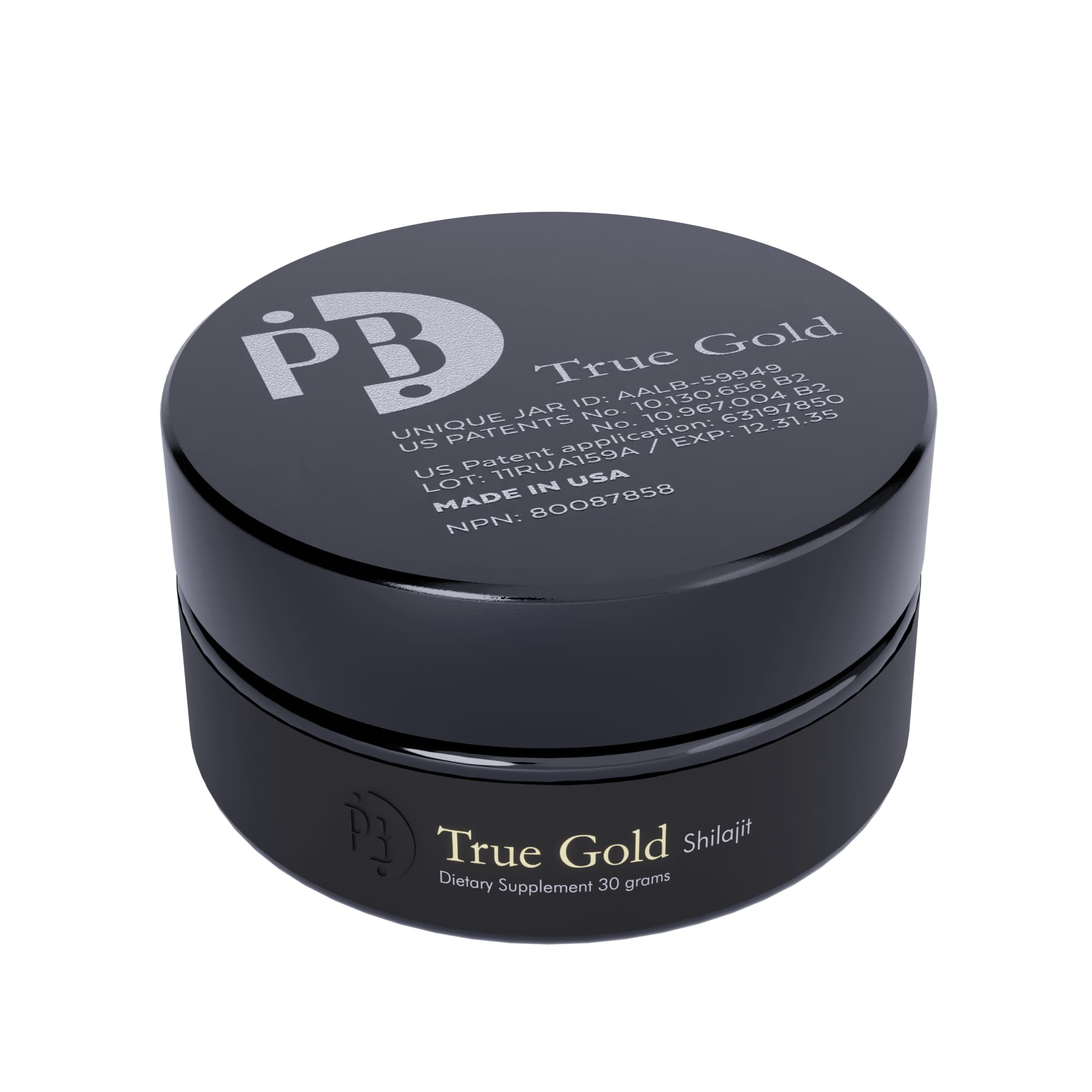 Pürblack Live Resin Pure Gold Shilajit jar close-up for daily use.