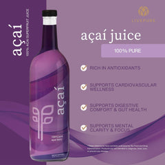 Close-up of Pure Acai Juice bottle label