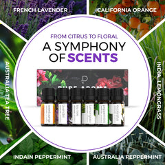 Lemongrass and Sweet Orange essential oil bottles from Pure Aroma set