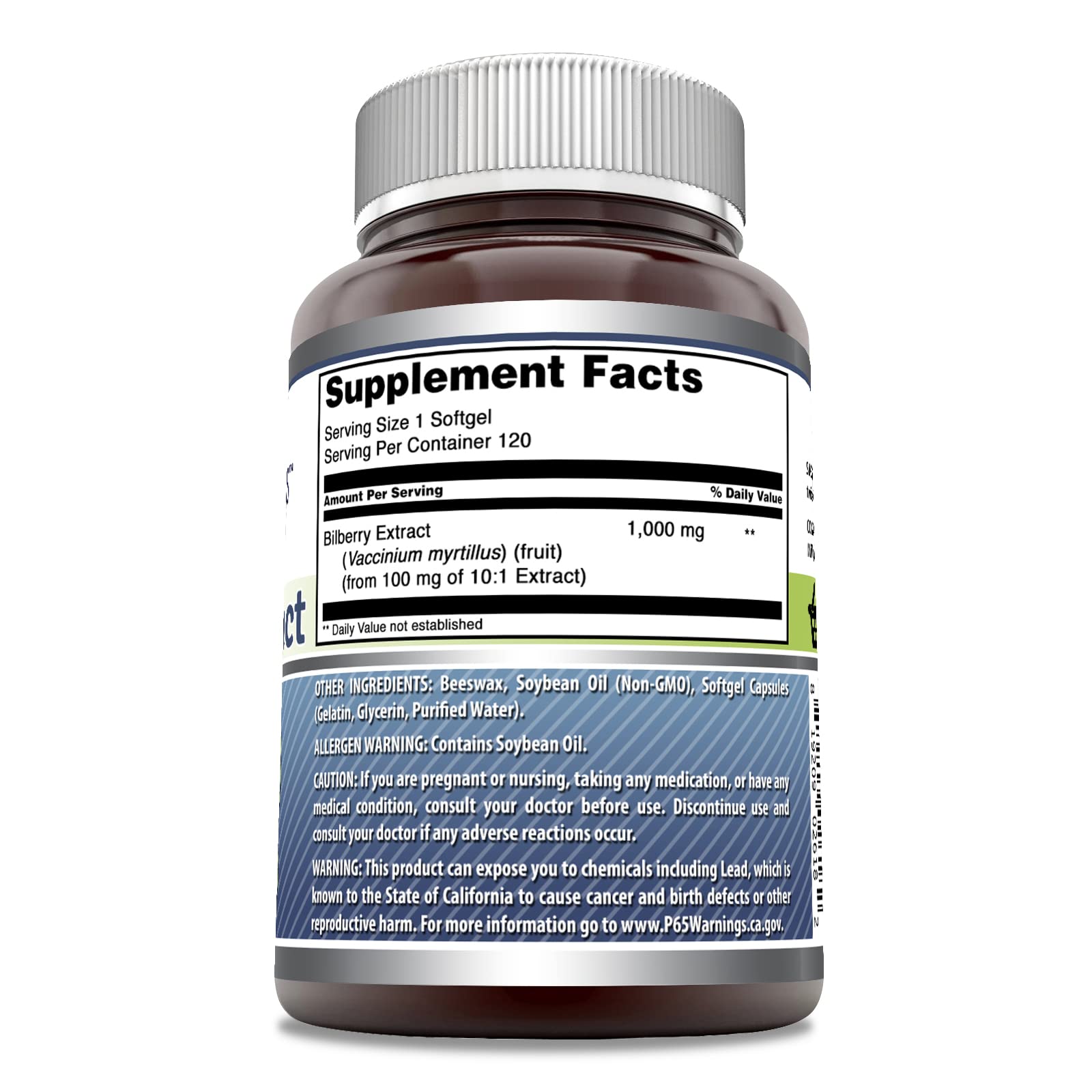 Close-up of Bilberry extract softgel capsules