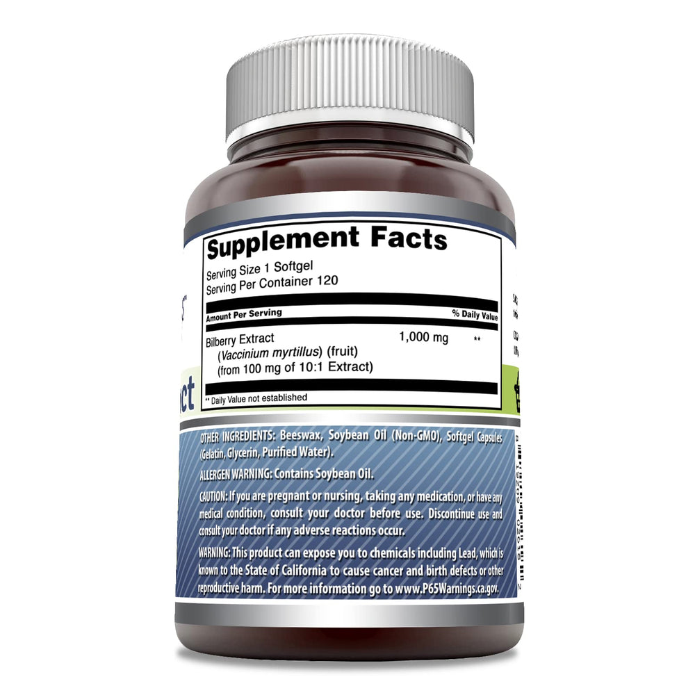 Close-up of Bilberry extract softgel capsules