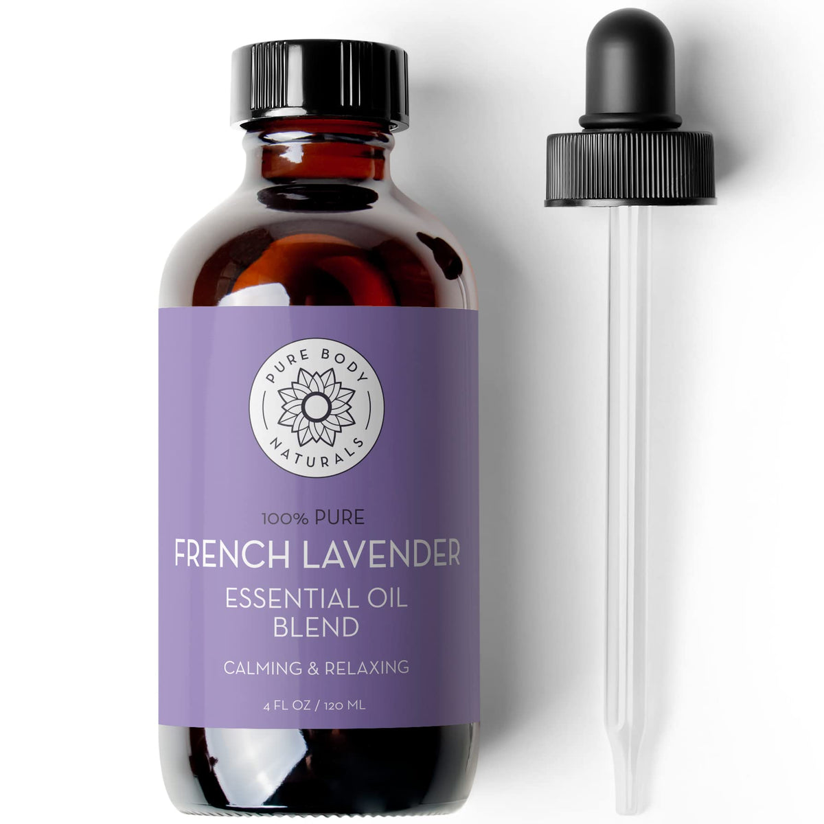 Bottle of Pure Body Naturals French Lavender essential oil blend, 4 oz