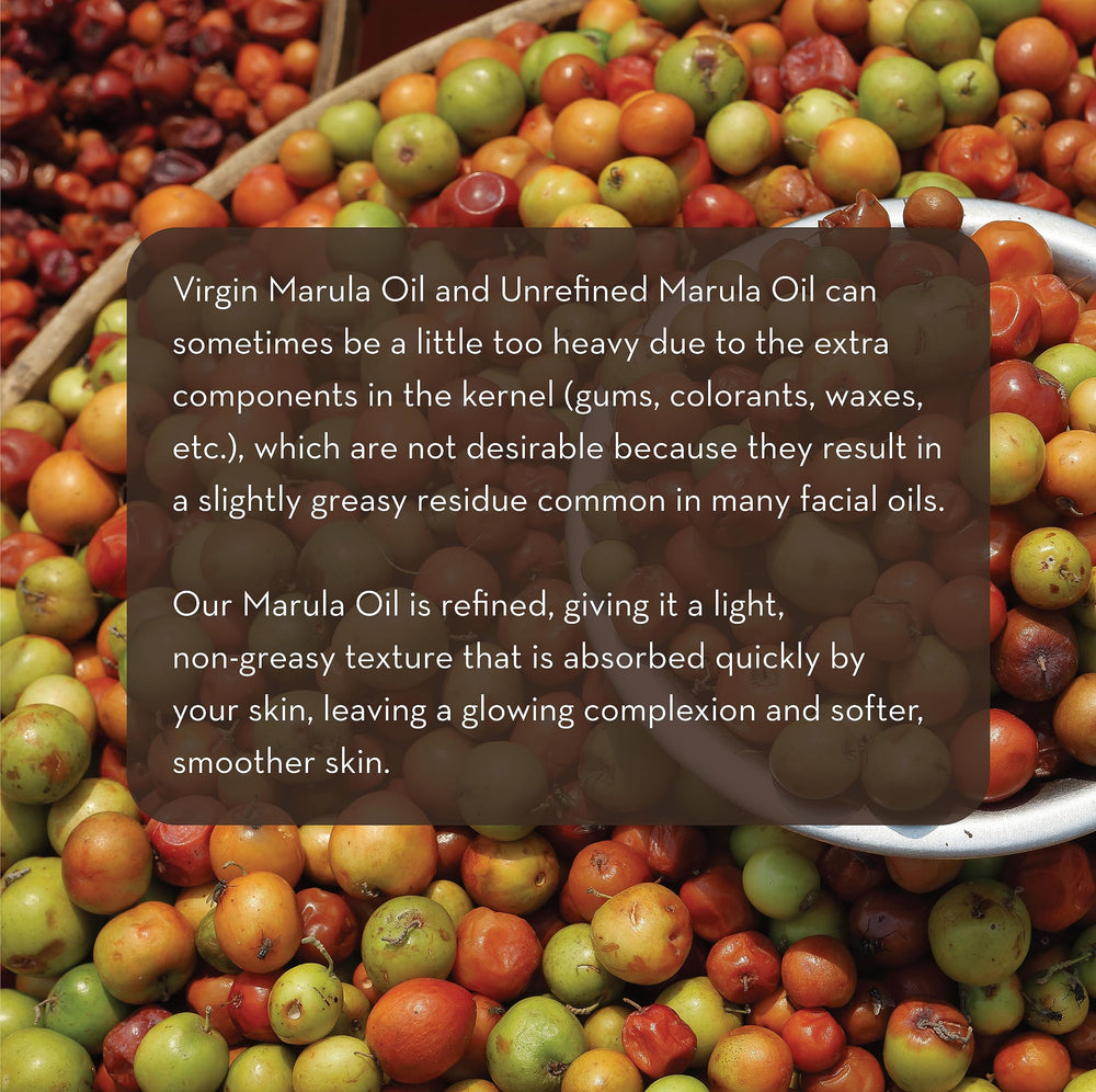 Pure Body Naturals Marula Oil ingredients label on clean packaging, signaling quality.