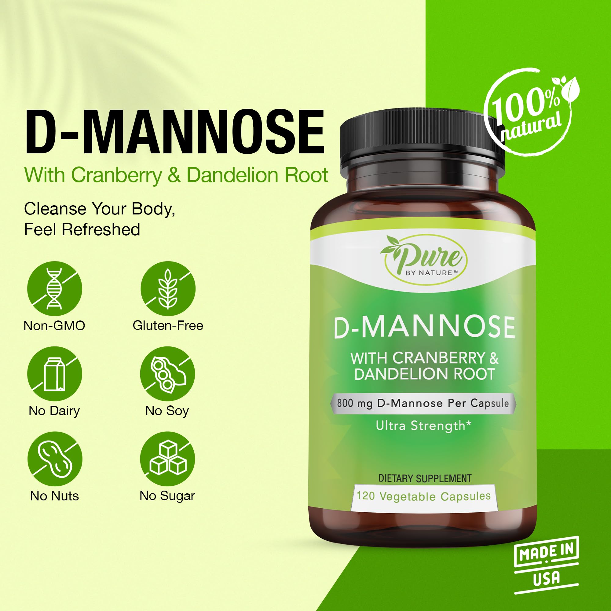 Close-up of D-Mannose capsules
