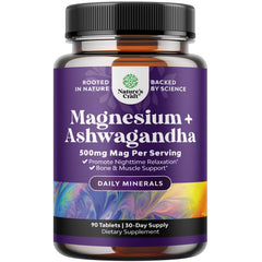 Bottle of Pure Calm Magnesium Glycinate with Ashwagandha front view