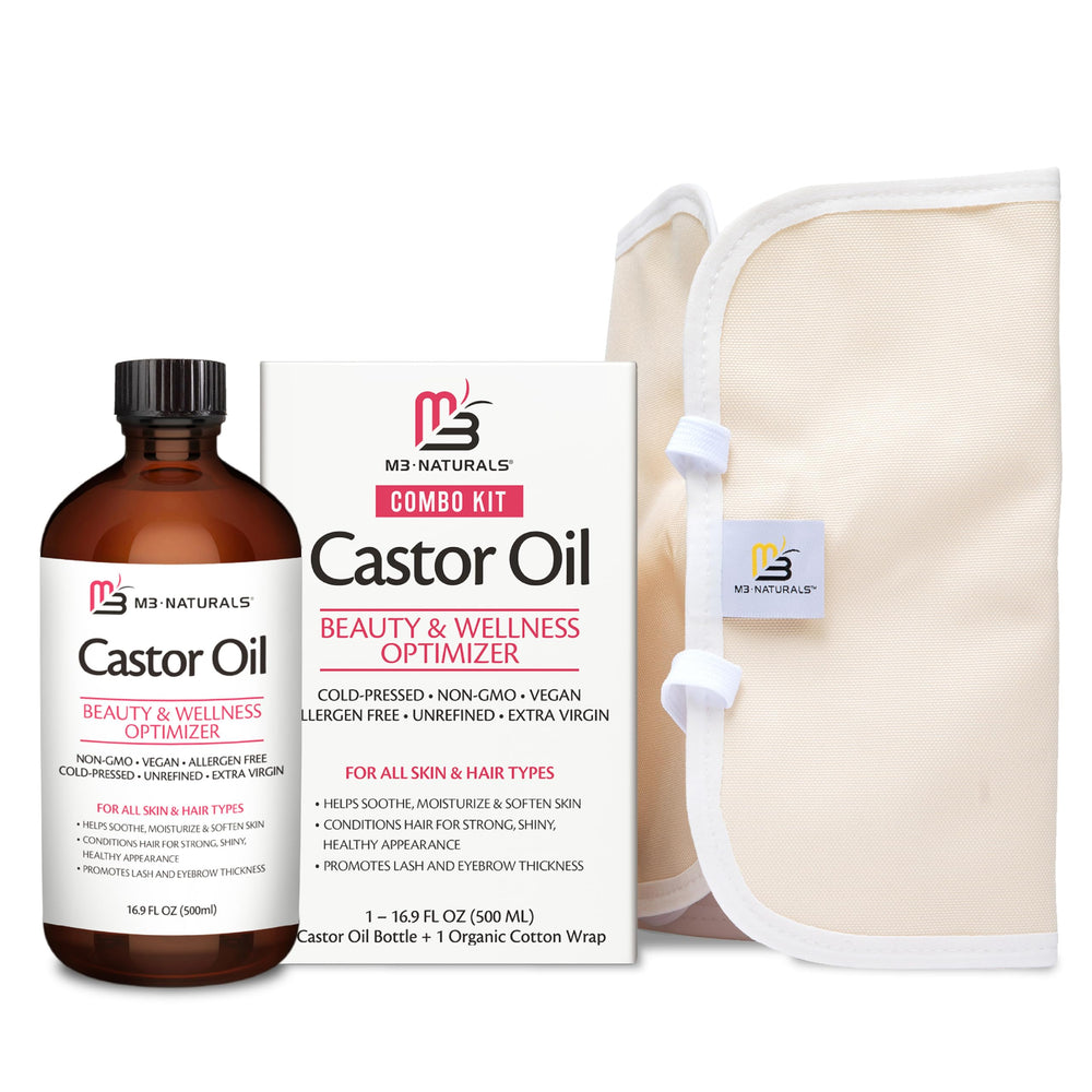 Pure castor oil pack kit with glass bottle