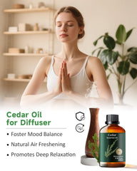 Cedarwood essential oil diffuser in a calm bedroom setting