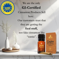GI Certification seal on cinnamon oil label
