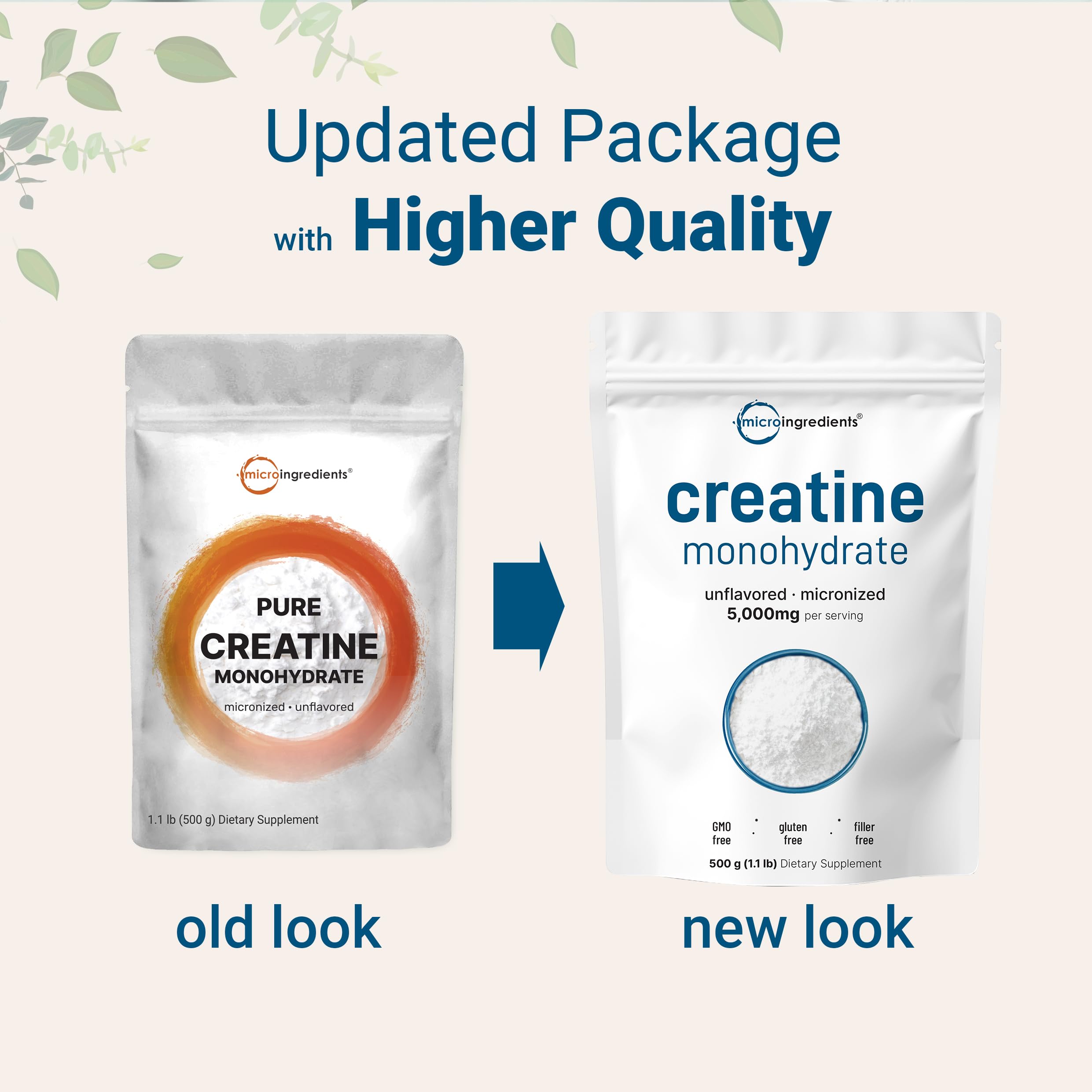 Pure creatine monohydrate powder with no fillers