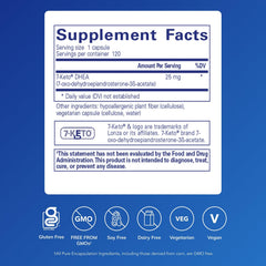 Close-up of ingredient panel for Pure Encapsulations 7-Keto DHEA 25 mg