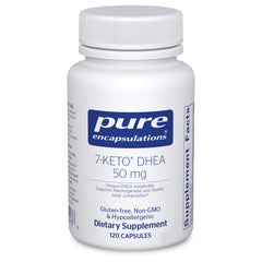 Pure Encapsulations 7-Keto DHEA 50 mg bottle for metabolism support.