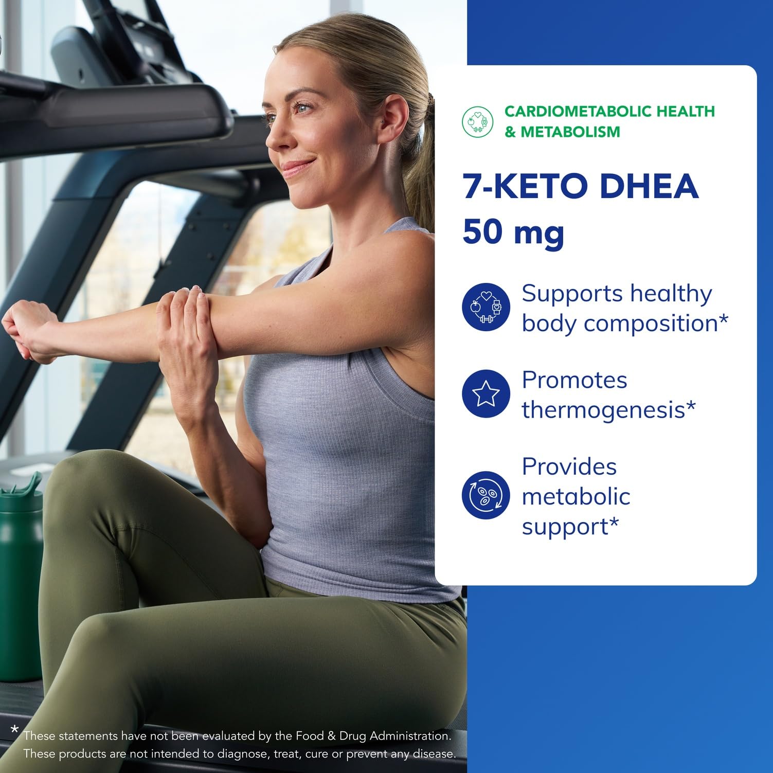 Label close-up showing product name for Pure Encapsulations 7-Keto DHEA 50 mg, supporting metabolism.