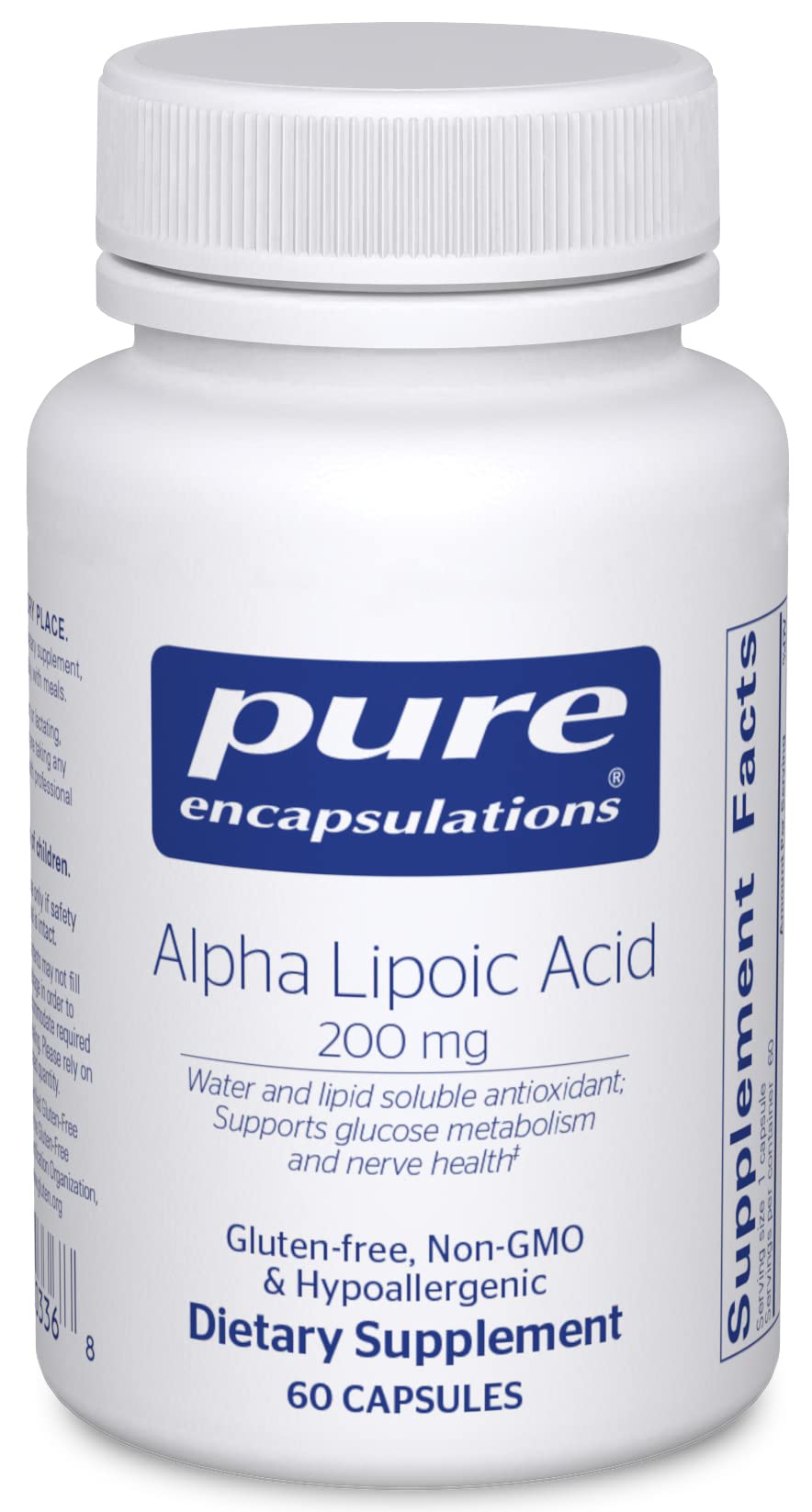 Bottle of Pure Encapsulations Alpha Lipoic Acid 200 mg - 60 capsules