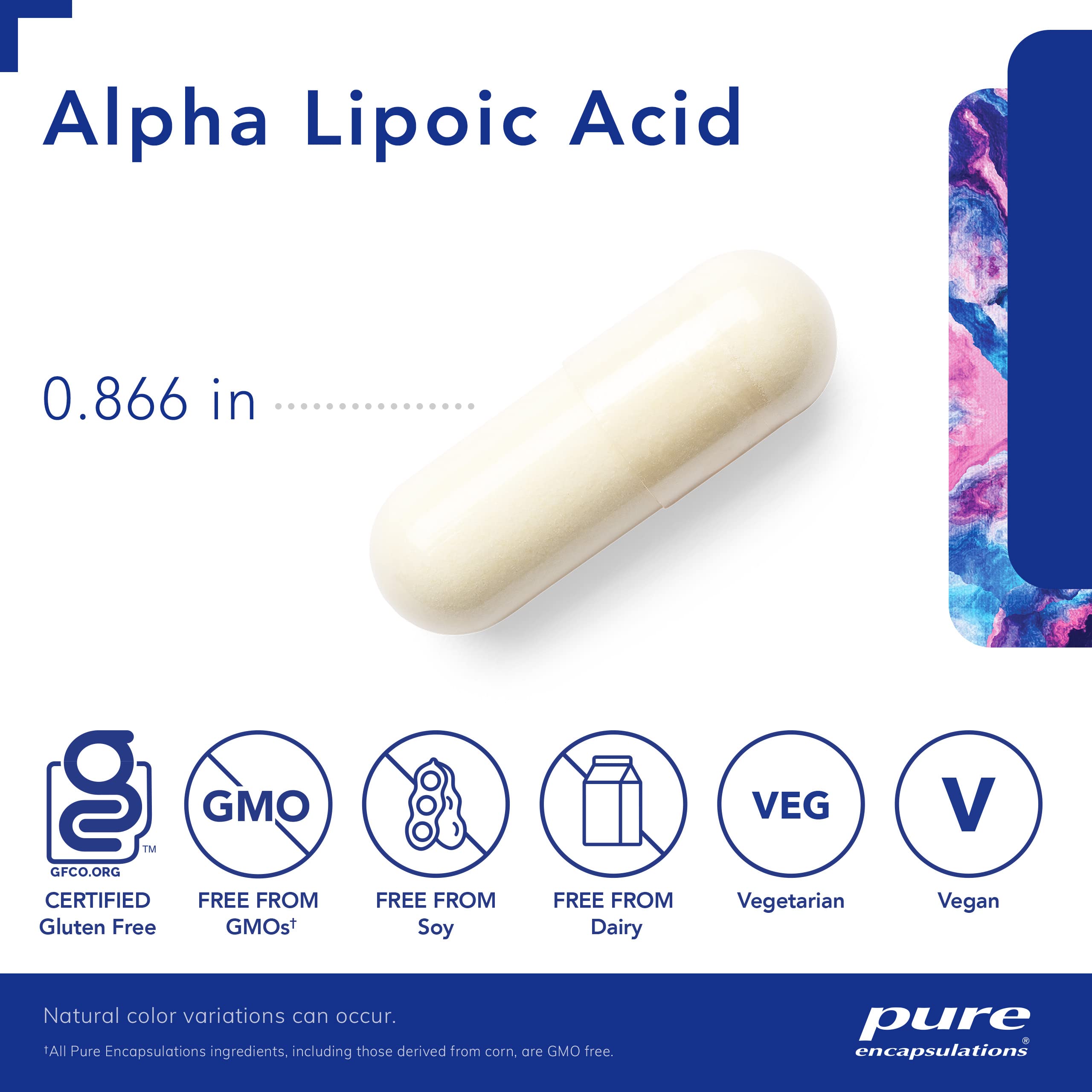 Front label of Pure Encapsulations Alpha Lipoic Acid 200 mg