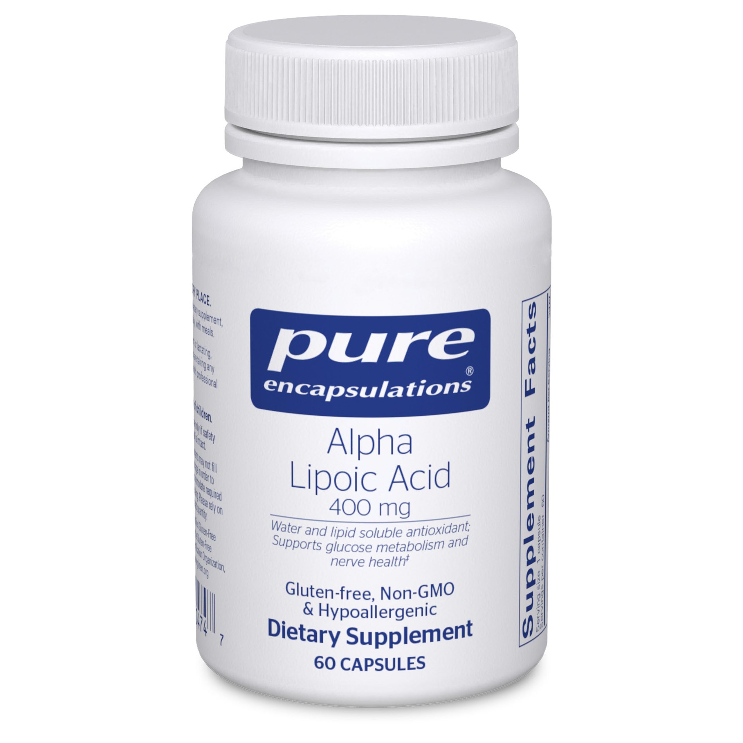 Bottle of Pure Encapsulations Alpha Lipoic Acid 400 mg — 60 capsules