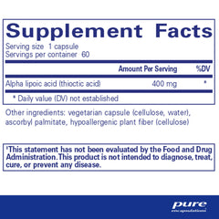 Close-up of Alpha Lipoic Acid 400 mg capsules