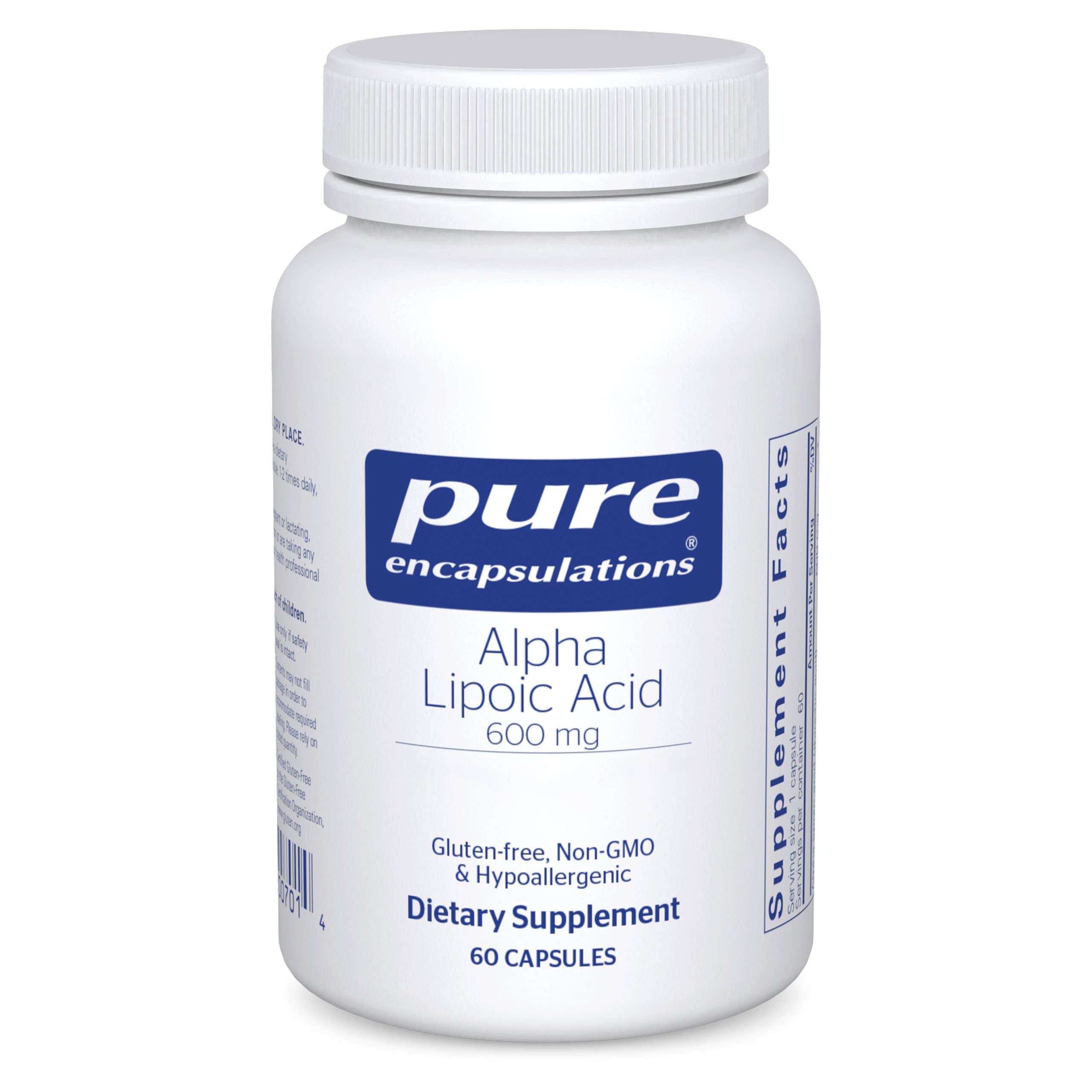 Pure Encapsulations Alpha Lipoic Acid 600 mg bottle - front view