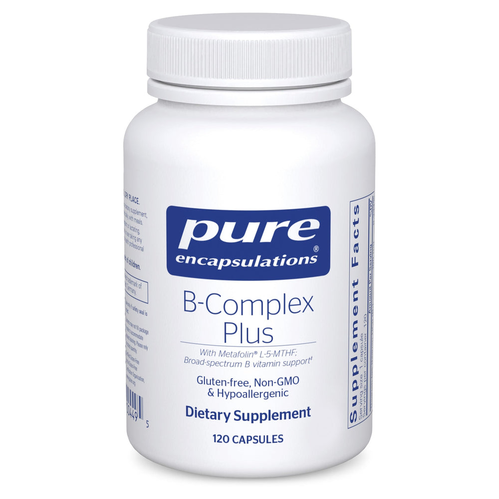 Bottle label of Pure Encapsulations B-Complex Plus 120 capsules