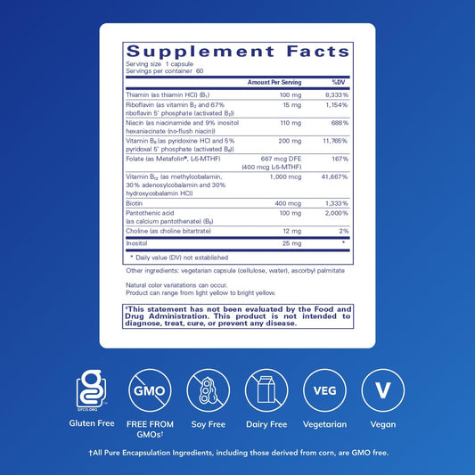 Close-up of Pure Encapsulations B6 Complex capsules