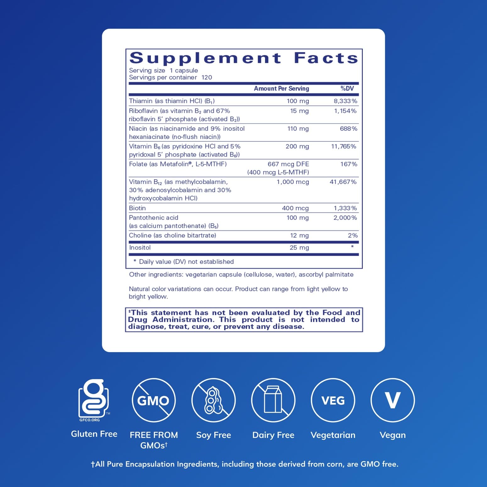 Pure Encapsulations B6 Complex bottle close-up label