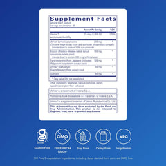 Ingredients: resveratrol, curcumin, black curcumin, broccoli, quercetin and vitamin D