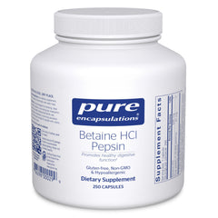Pure Encapsulations Betaine HCl Pepsin bottle front for digestive support