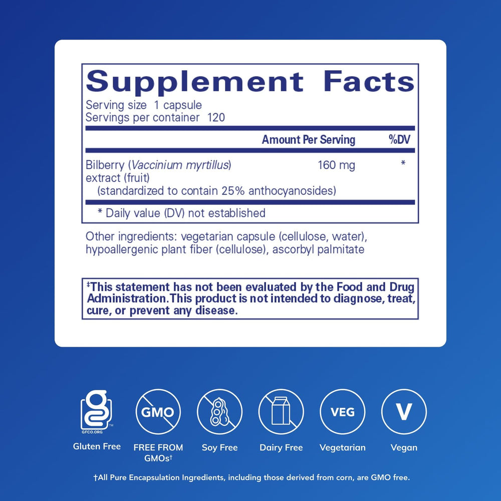 Bilberry 160 mg capsules for eye health visual support