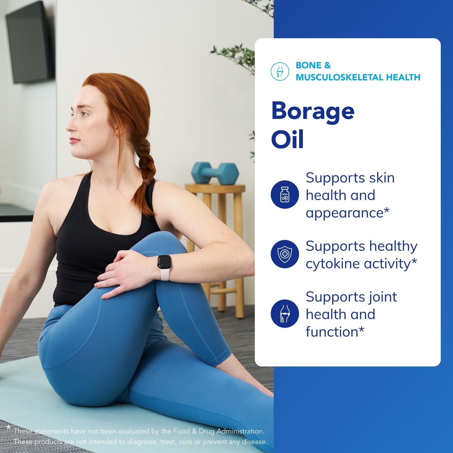 Graphic illustrating joint comfort support from borage oil