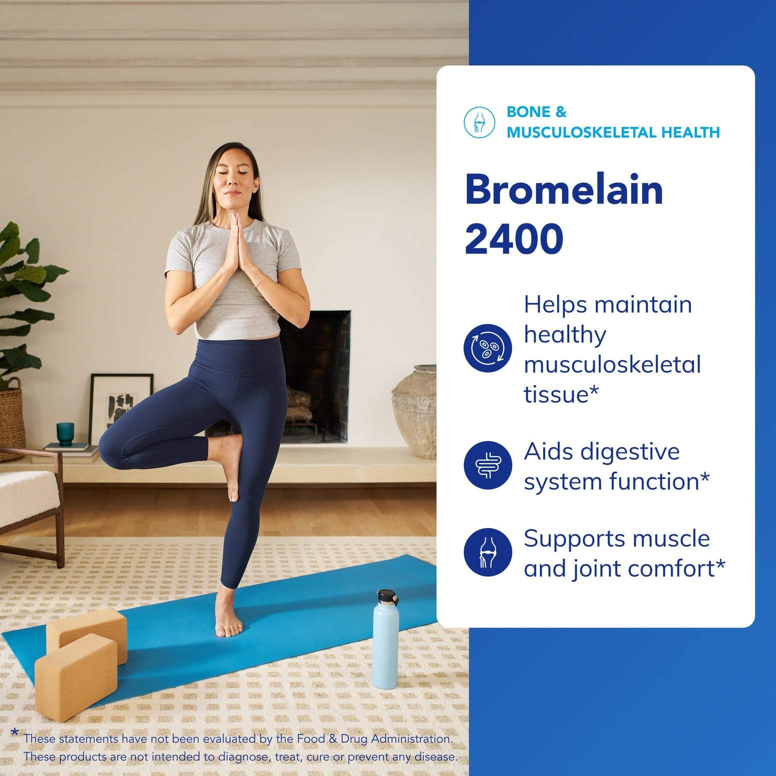 Bromelain 2400 500 mg capsules beside the bottle