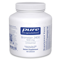 Pure Encapsulations Bromelain 2400 bottle front supports digestive comfort.