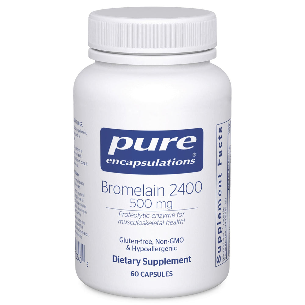 Pure Encapsulations Bromelain 2400 bottle for digestion support and joint comfort.