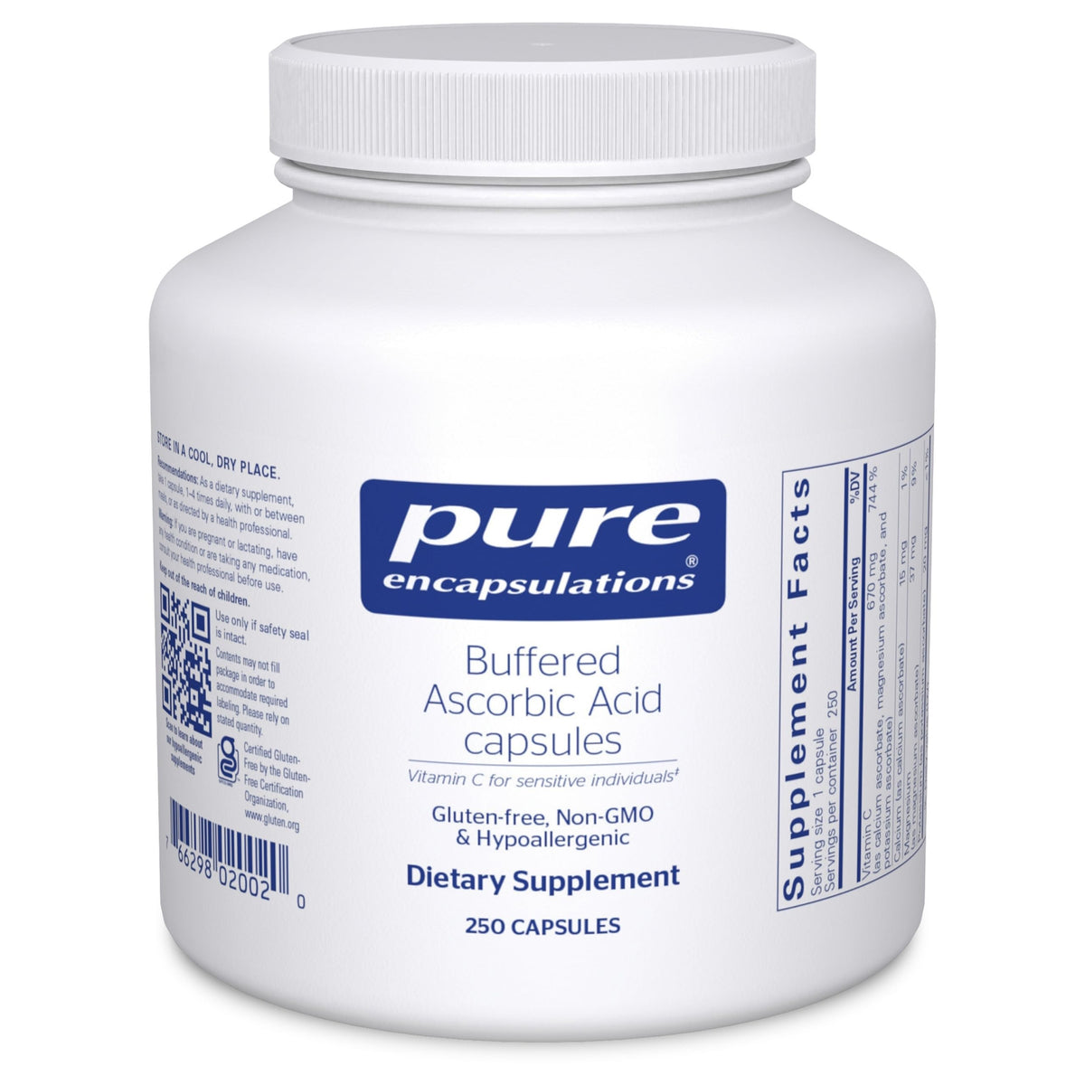 Bottle of Pure Encapsulations Buffered Ascorbic Acid Capsules