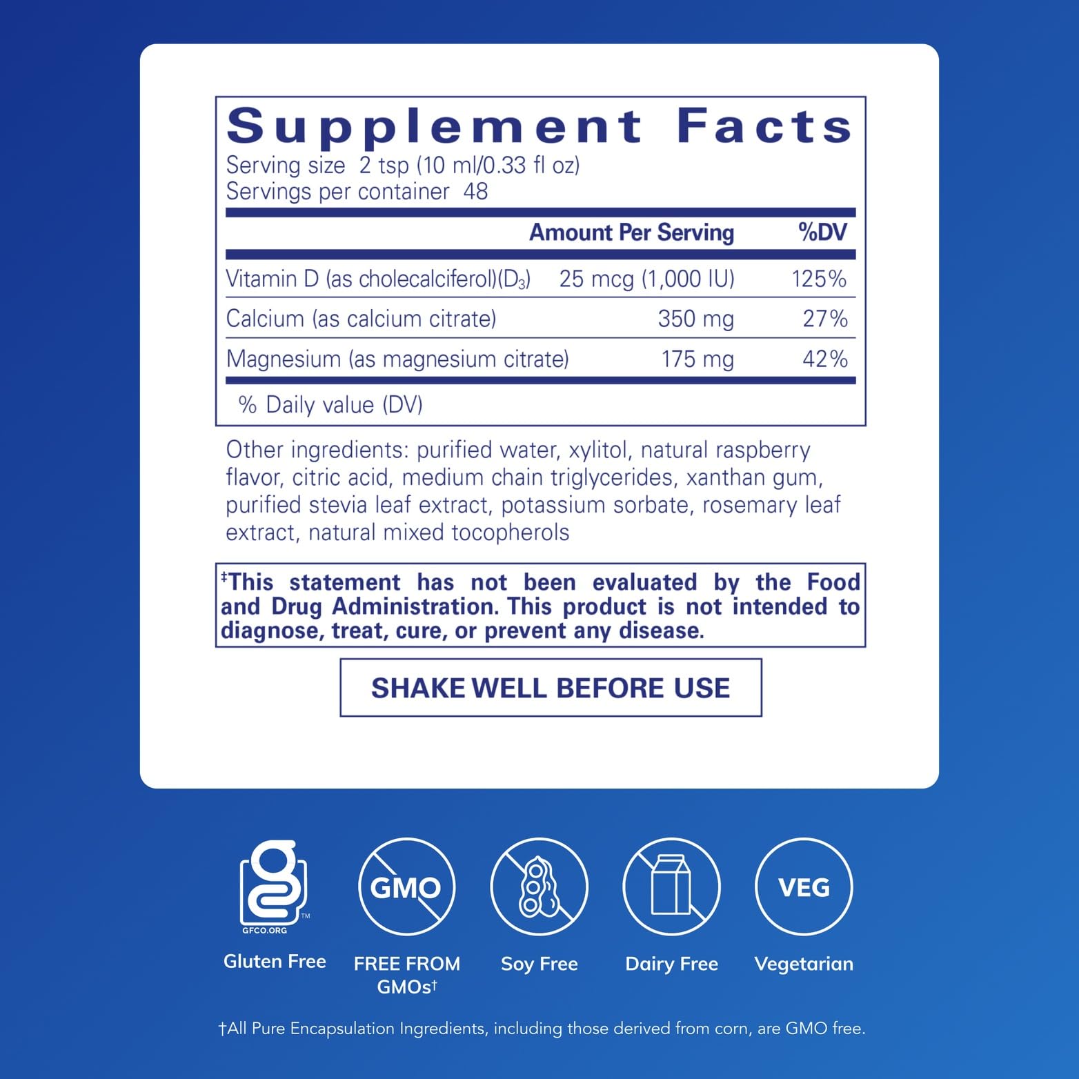 Cal/Mag/D Liquid bottle label showing key ingredients