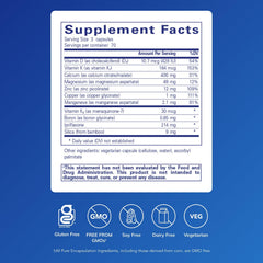 Supplement bottle label highlighting calcium and minerals
