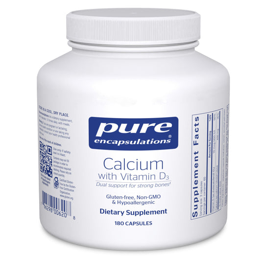 Front view of Pure Encapsulations Calcium with Vitamin D3 bottle