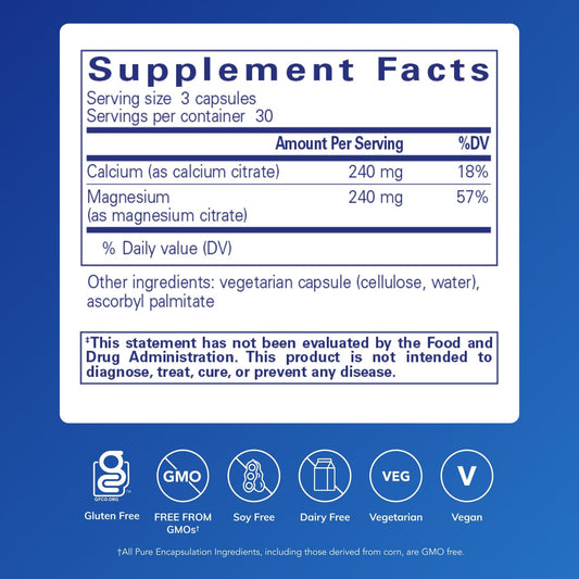 Calcium Magnesium Citrate 240g 90 capsules label