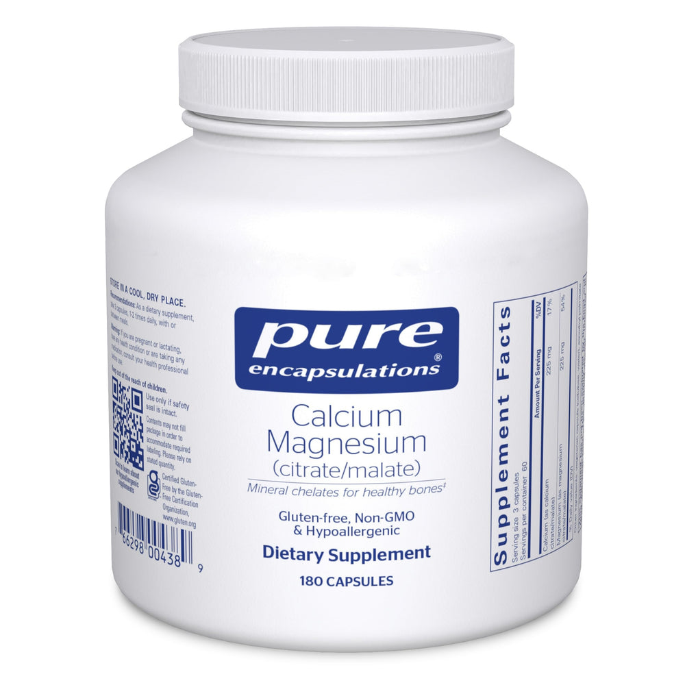 Pure Encapsulations Calcium Magnesium (Citrate/Malate) bottle and capsules