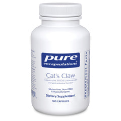 Pure Encapsulations Cat's Claw bottle front shows premium packaging for daily use.