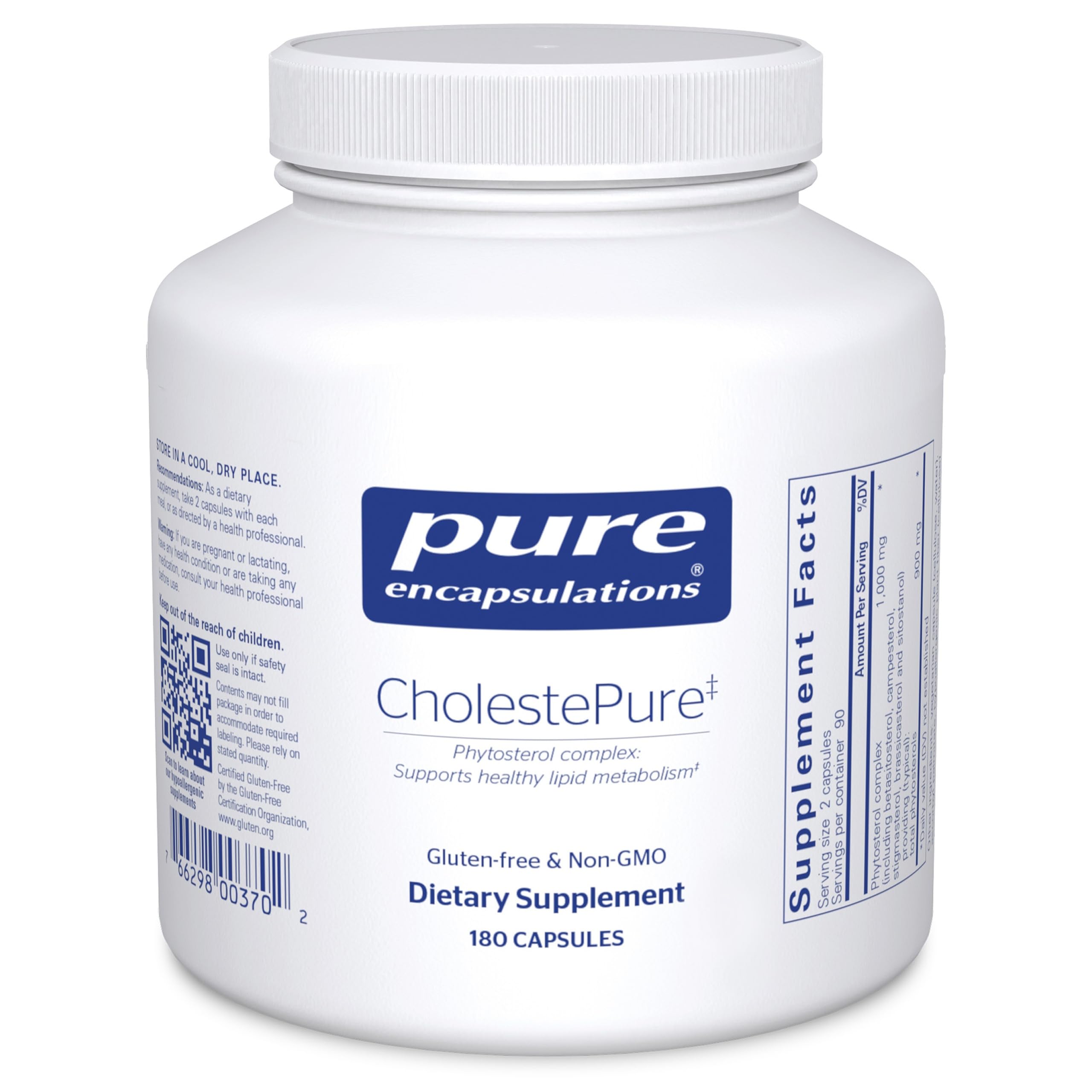 Pure Encapsulations CholestePure bottle front for daily phytosterol supplementation