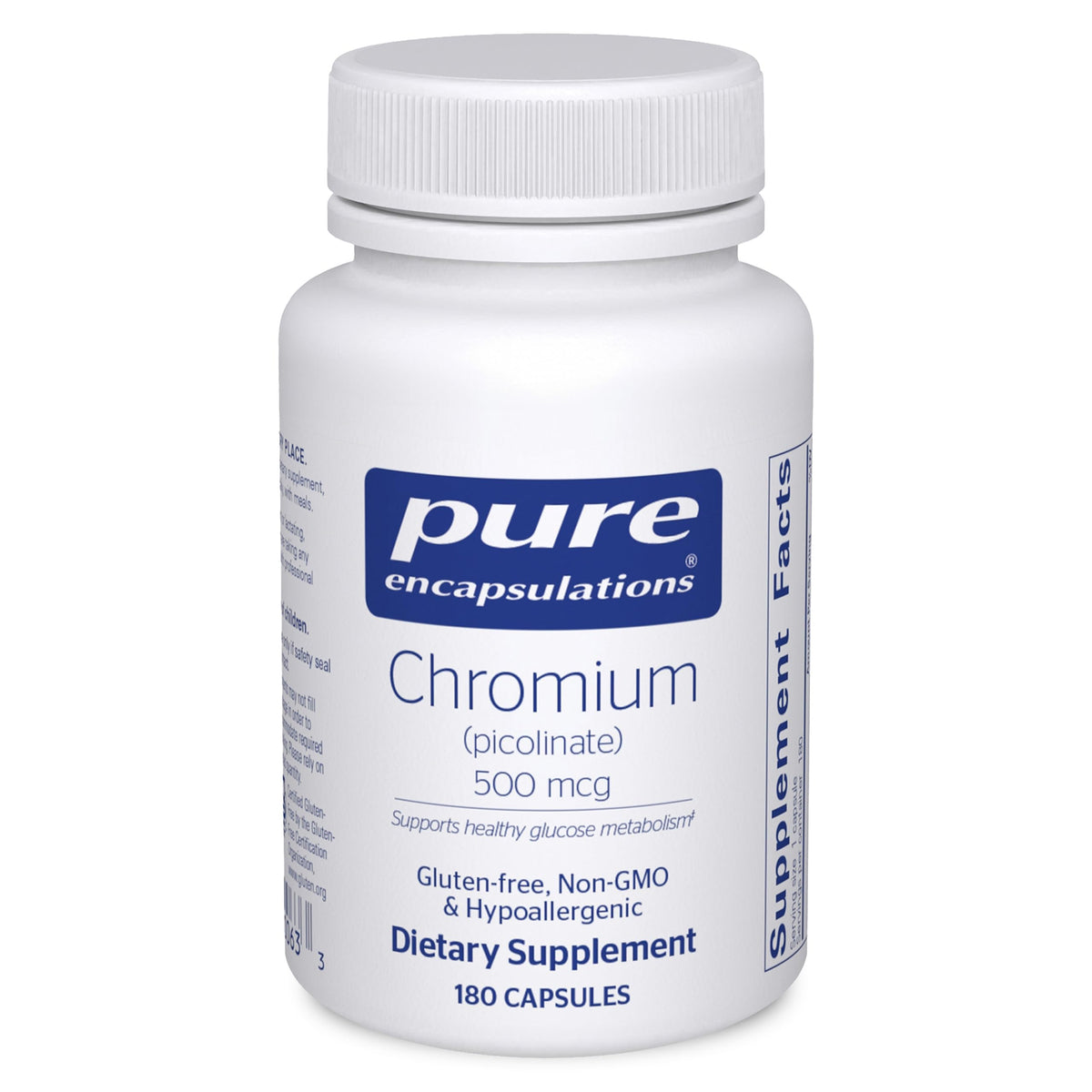 Pure Encapsulations Chromium Picolinate 500 mcg bottle label
