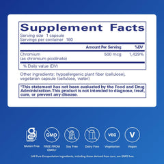 Chromium Picolinate 500 mcg capsules for lipid and carbohydrate metabolism