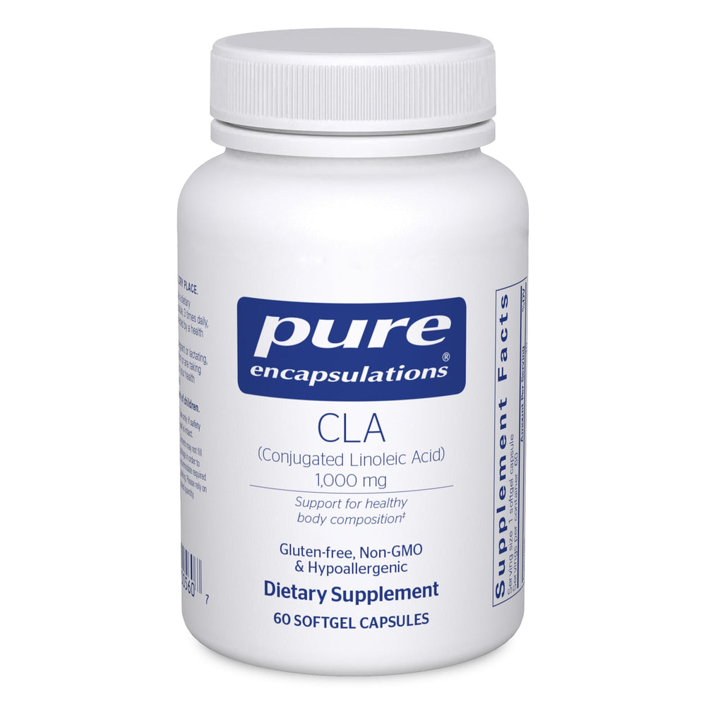 Pure Encapsulations CLA 1000 mg bottle and 60 softgel capsules