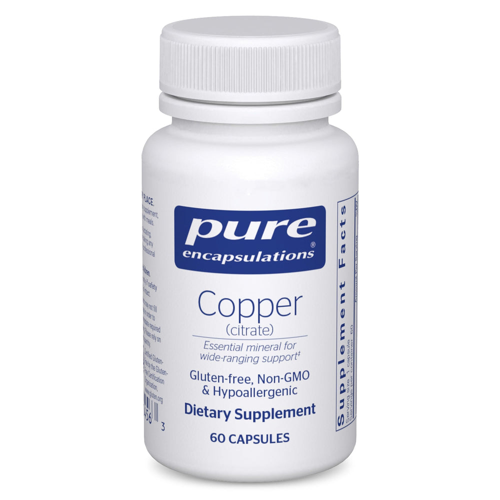 Pure Encapsulations Copper Citrate bottle with label