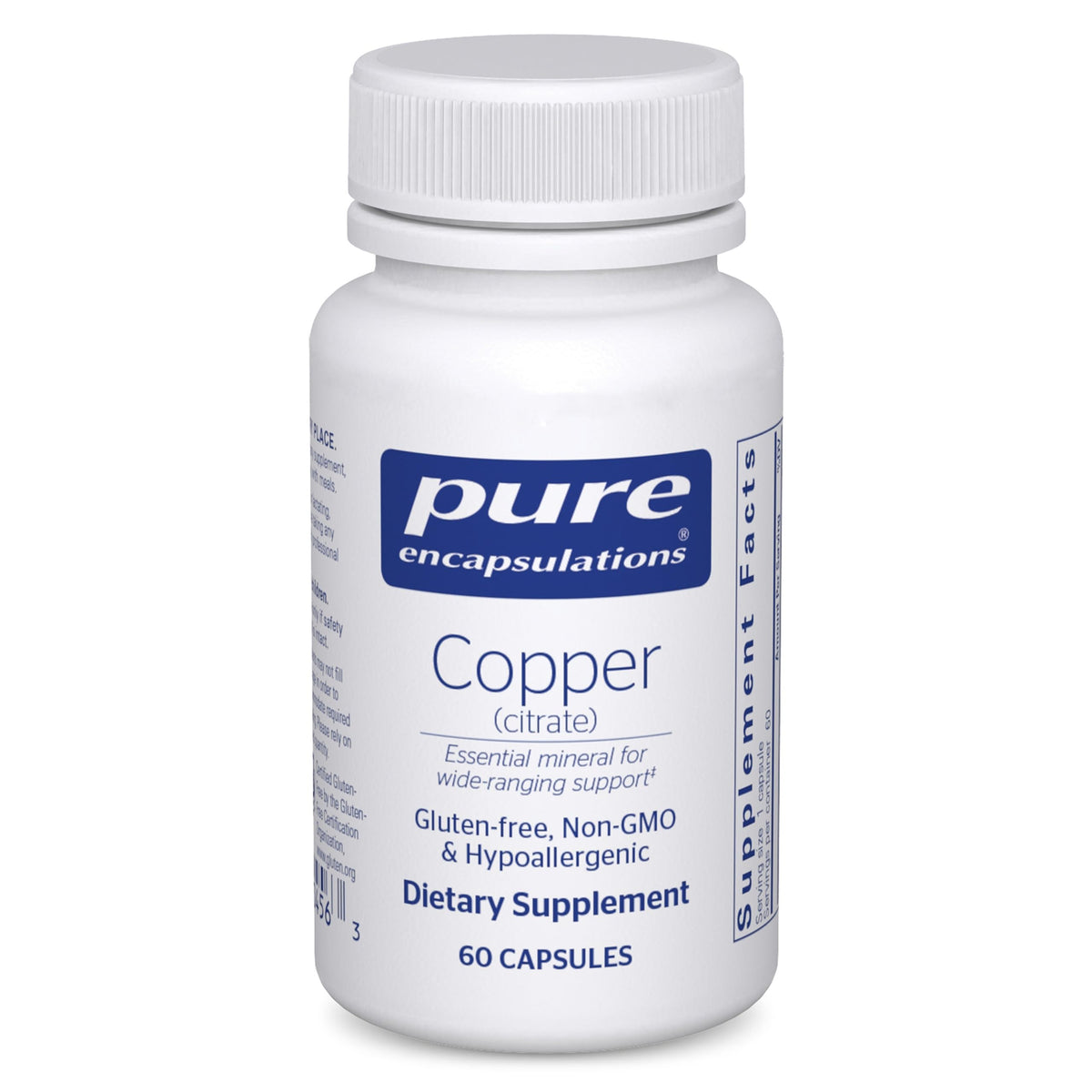 Pure Encapsulations Copper Citrate bottle with label