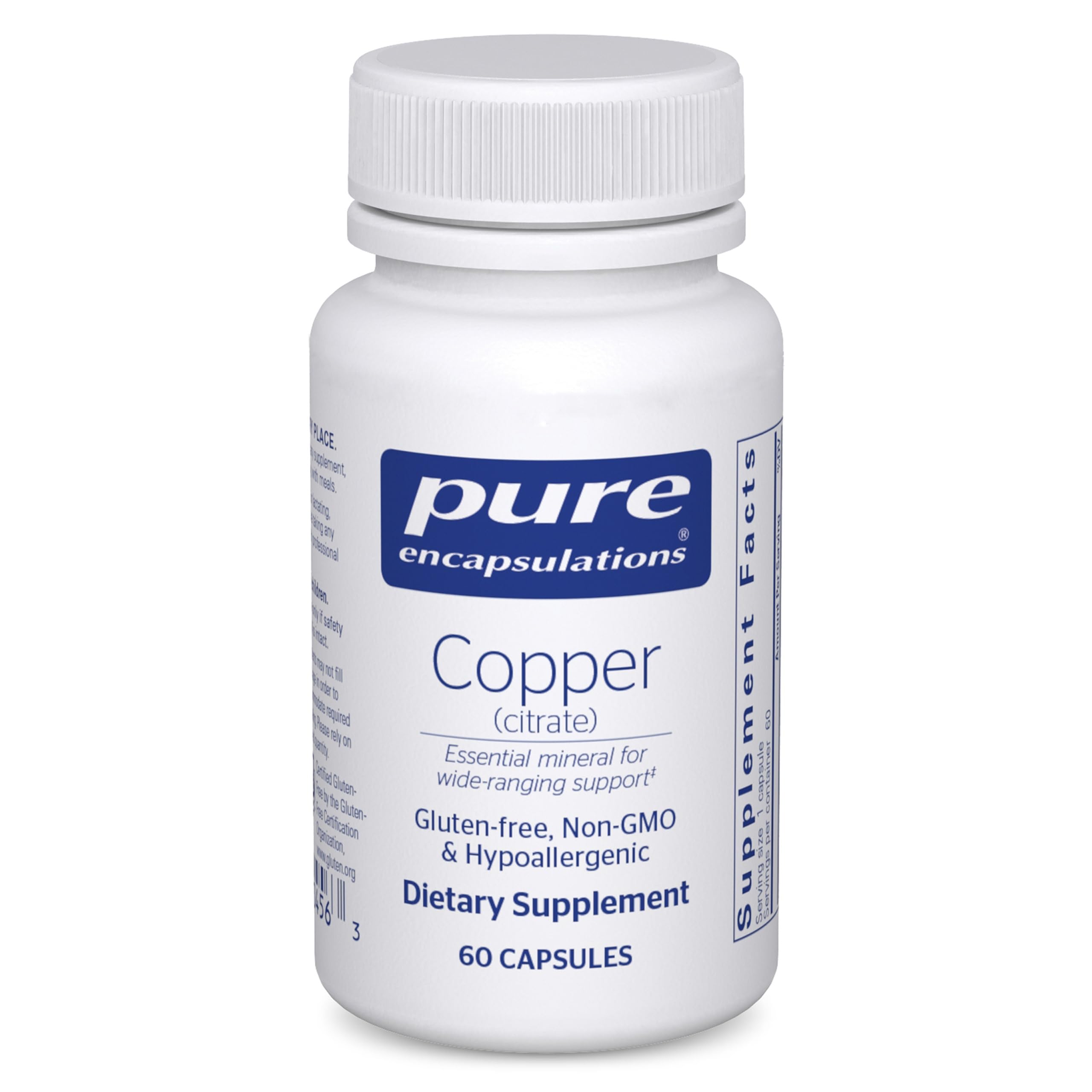 Pure Encapsulations Copper (Citrate) bottle with 60 capsules