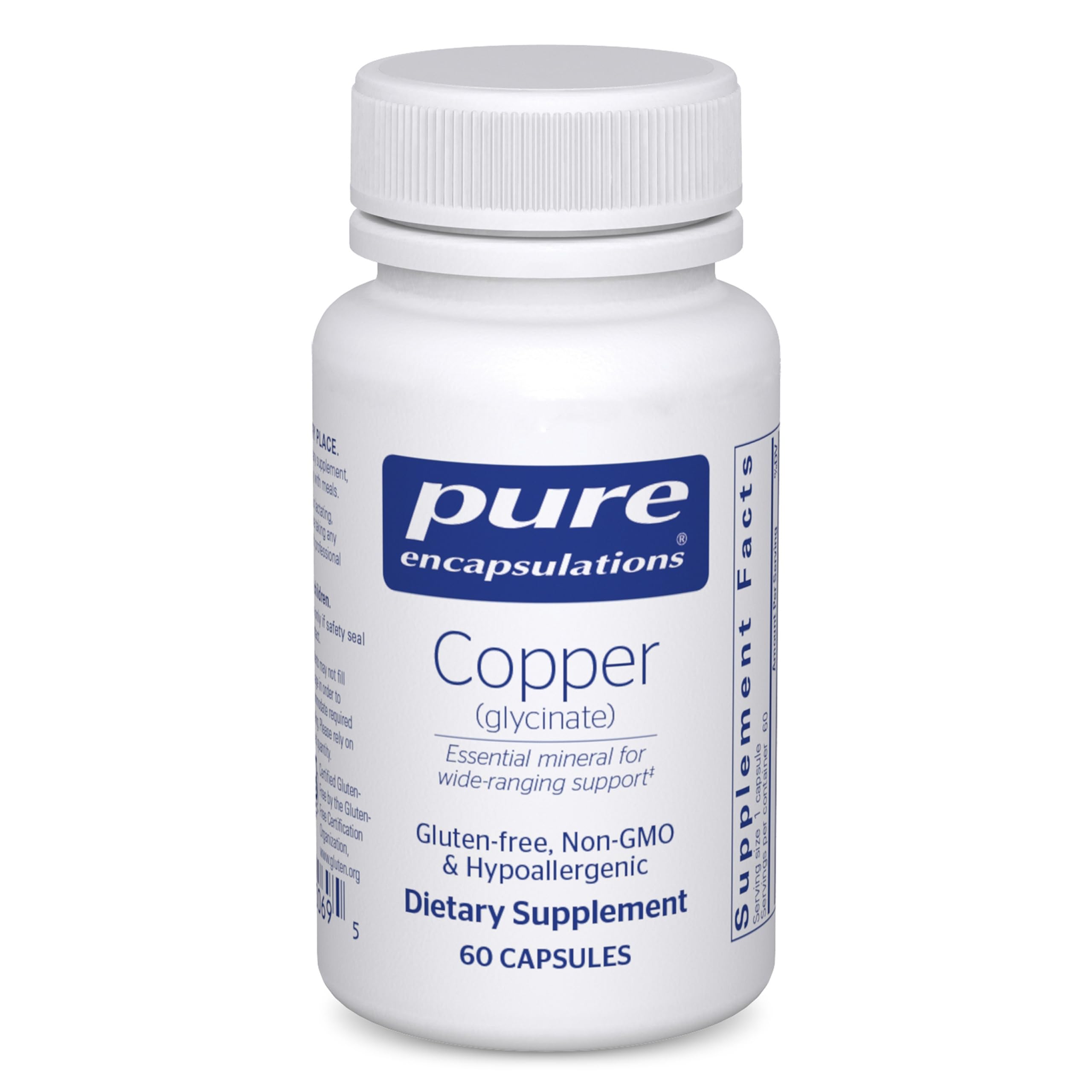 Pure Encapsulations Copper Glycinate 60 Capsules bottle