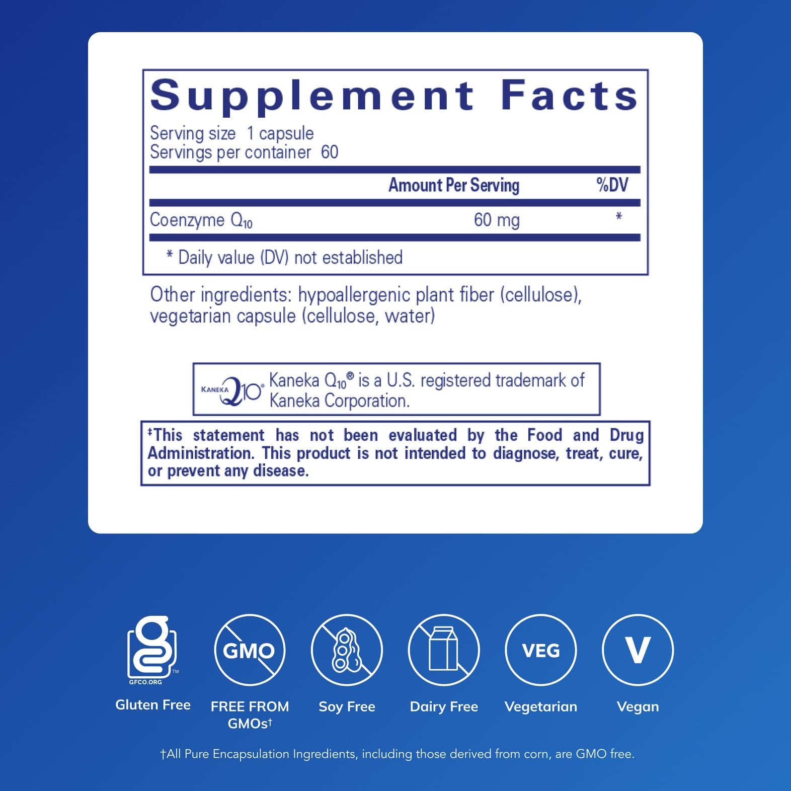 Front view of Pure Encapsulations CoQ10 bottle highlighting supplement quality.