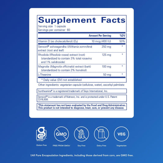 Close-up of Cortisol Calm ingredients label