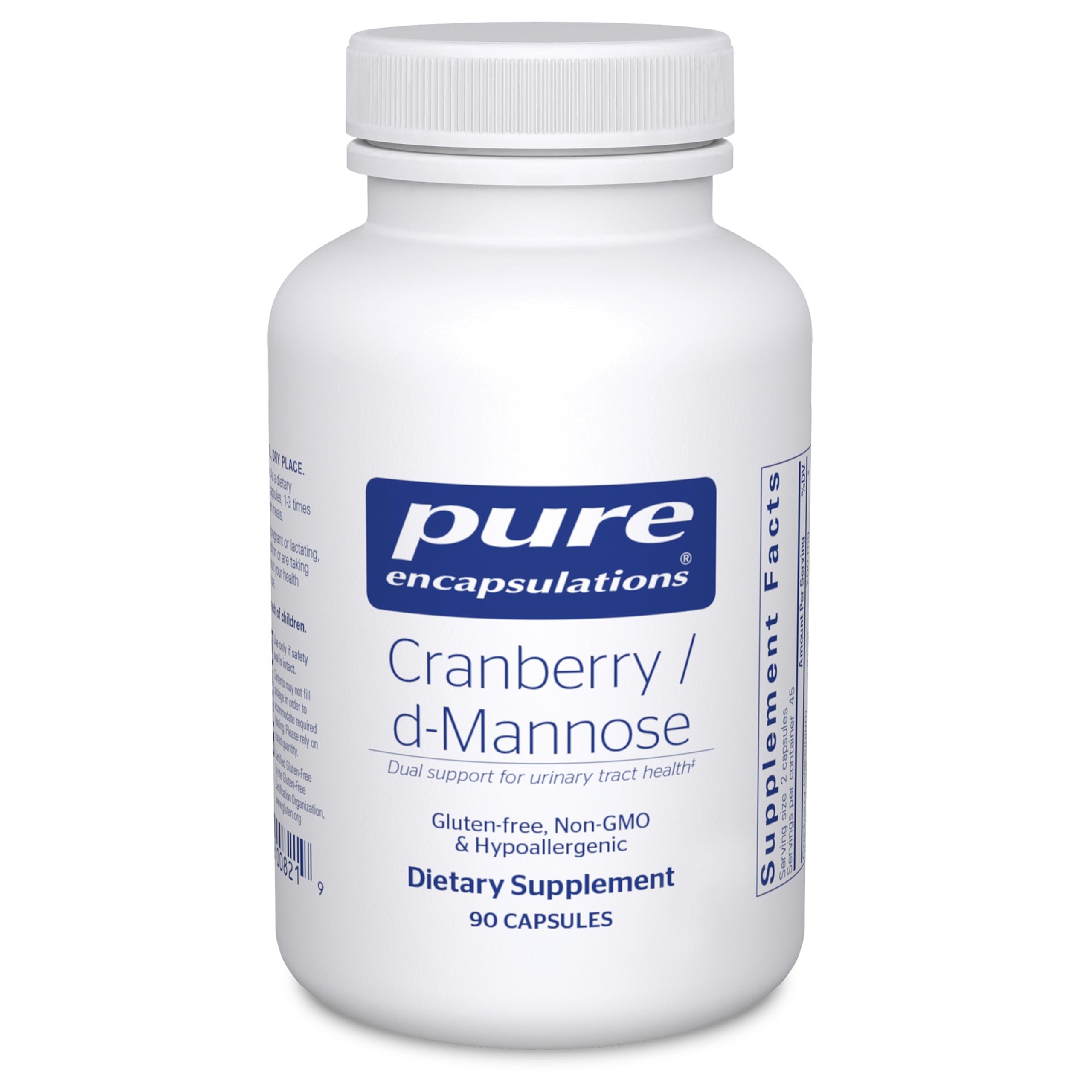 Pure Encapsulations Cranberry D-Mannose 90 capsules bottle and label.